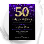 Lila Guld Surprise 50:e födelsedagen Inbjudningar<br><div class="desc">Överraskande 50 födelsedagsfest inbjudan. lila av elegant med Faux glitter guld. Innehåller snyggtens diamanter, bokeh ljus och skriptteckensnitt. Manar eller kvinnor i inbjudan. Perfekt för en födelsedagsfest för vuxen av snyggt. Anpassa med dina egna detaljer. Berätta om du behöver anpassa dig ytterligare. Skrivna Zazzle-inbjudningar eller digital utskrivbar mall för omedelbar...</div>