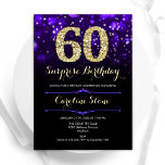 Lila Guld Surprise 60:e födelsedagen Inbjudningar<br><div class="desc">Överraskande 60 födelsedagsfest inbjudan. lila av elegant med Faux glitter guld. Innehåller snyggtens diamanter, bokeh ljus och skriptteckensnitt. Manar eller kvinnor i inbjudan. Perfekt för en födelsedagsfest för vuxen av snyggt. Anpassa med dina egna detaljer. Berätta om du behöver anpassa dig ytterligare. Skrivna Zazzle-inbjudningar eller digital utskrivbar mall för omedelbar...</div>