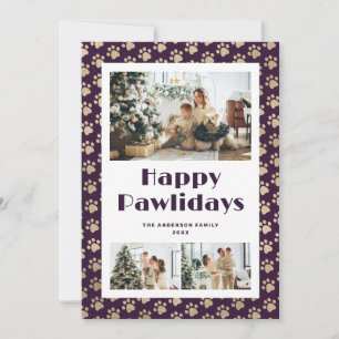 Lila Guld Tassavtryck Foto Glad Pawsidays Julkort