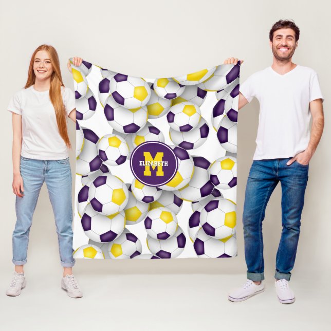 lila guld team färg Soccer Rumsdekoder Fleecefilt (På plats)
