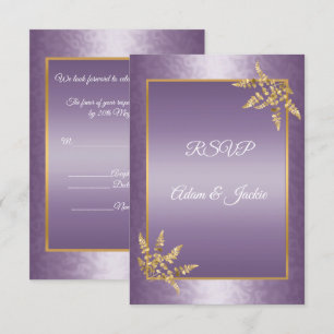 Lila GULD Textur blad ELEGANT Modern RSVP Inbjudningar