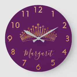 Lila guld tiara krona namn elegant stor klocka