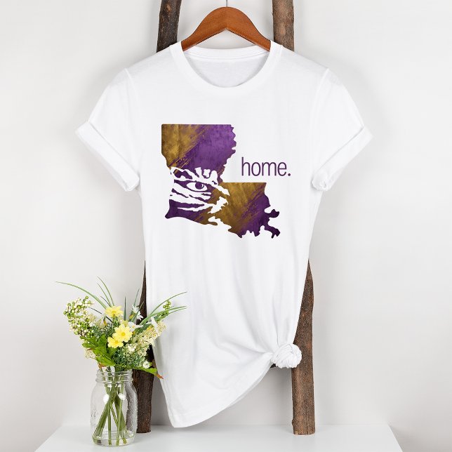 Lila Guld Tiger Home State Louisiana T Shirt (Skapare uppladdad)