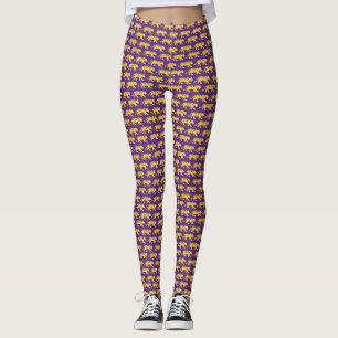 Lila & Guld Tiger Print Leggings LSU-kontur