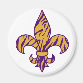 Lila & Guld Tiger Stripe Fleur de Lis Magnet