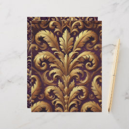 Lila & Guld Victorian Acanthus Scrapbook Papper