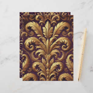 Lila & Guld Victorian Acanthus Scrapbook Papper