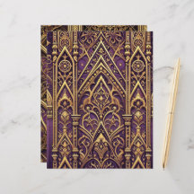 Lila & Guld Viktorian Gotham Scrapbook Papper