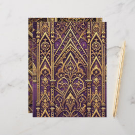 Lila & Guld Viktorian Gotham Scrapbook Papper