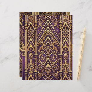 Lila & Guld Viktorian Gotham Scrapbook Papper