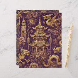 Lila & Guld Vintage Chinoiserie Scrapbook Papper