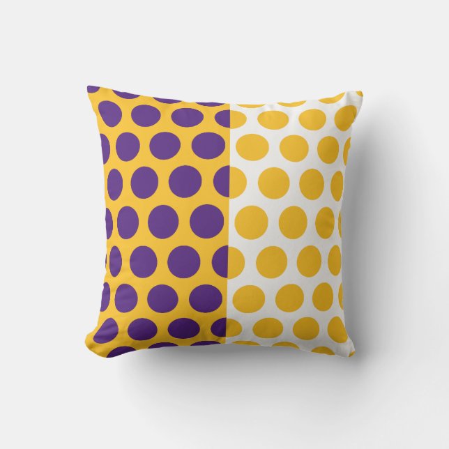 Lila, Guld, vita cirklar Amerikanska MOJO Pillow Kudde (Framsida)