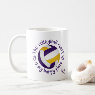 lila guld volleyball-domstolen är min lycklig stäl kaffemugg