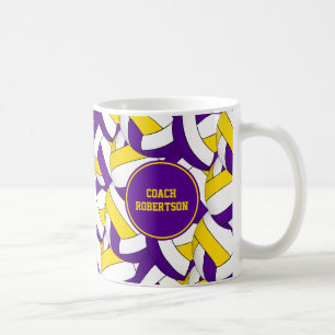 lila guld volleyball-teamet färg-bussgåva kaffemugg