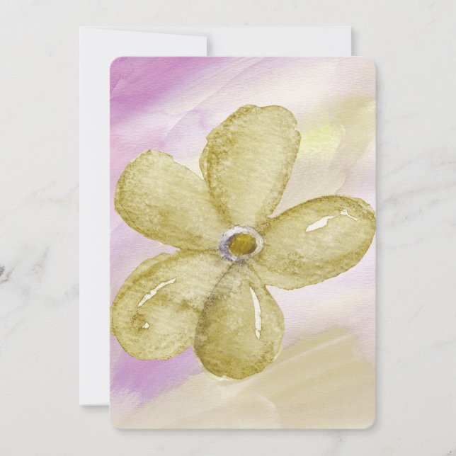 Lila Guld Watercolor Baby Shower Inbjudningar (Framsida)