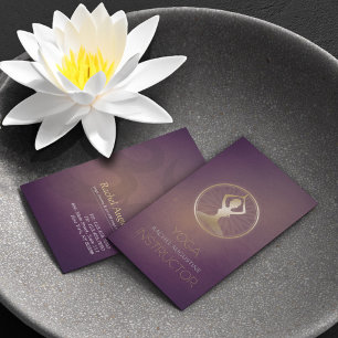 Lila & Guld Yoga Meditation Pose ZEN & OM Symbol Visitkort