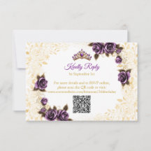 Lila Guldtiara Rosor Fjärilar Quinceañera
