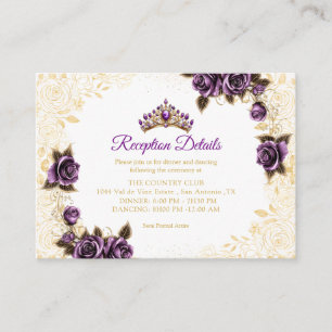 Lila Guldtiara Rosor Quinceañera Tilläggskort