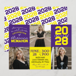 Lila & Gult 3 Foto Studenten-inbjudan Inbjudningar