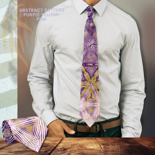 Lila Gult Black Mönster Neck Tie Slips (Purple, pink, yellow pattern Neck tie)