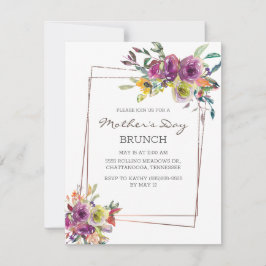 Lila Gult Blommigt Geometric Mors dag Brunch Inbjudningar