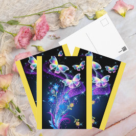 Lila Gult Blue Gnistra Butterfly Vykort