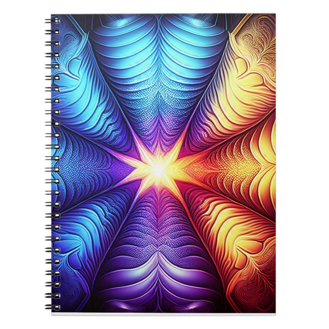 Lila Gult Blue Lyapunov Fractal Anteckningsbok (Framsidan)