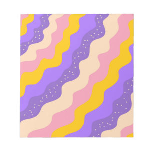 Lila Gult Celestial Rand Groovy Abstrakt Anteckningsblock