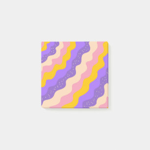 Lila Gult Celestial Rand Groovy Abstrakt Post-it Block