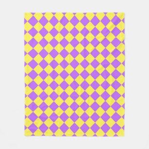Lila Gult Checker Diamond Fleece Blanket