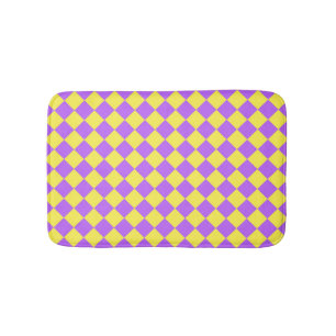 Lila Gult Checker Diamond Mönster Badrumsmatta