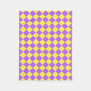 Lila Gult Checker Diamond Mönster Fleecefilt
