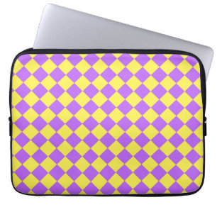 Lila Gult Checker Diamond Mönster Laptop Fodral