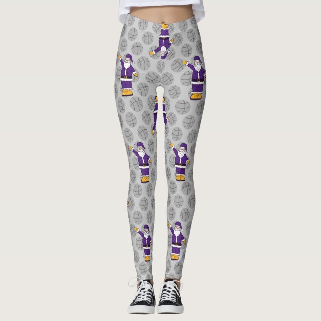 lila gult christmas basketball jultomten leg leggings (Framsida)