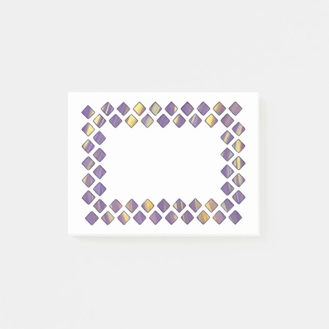 Lila Gult Diamonds Bokför anteckningar Post-it Block (Framsida)