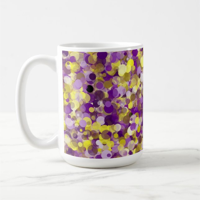 Lila Gult Dot 15oz Mugg (Vänster)