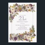 Lila Gult Elfenben Blommigt Foliage 21:a födelseda Inbjudningar<br><div class="desc">Vackrik lila,  elfenben och senapsfärgad gult blommigt med gröntens blad,  21:a födelsedag för kvinnor. Kontakta oss om du behöver hjälp med att anpassa eller matcha produkter.</div>
