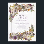 Lila Gult Elfenbenskustens Blommigt Foliage 30års  Inbjudningar<br><div class="desc">Vackrik lila,  elfenben och senap gult blommigt med grönt blad 30års födelsedag-partiinbjudan till kvinnor. Kontakta oss om du behöver hjälp med att anpassa eller matcha produkter.</div>