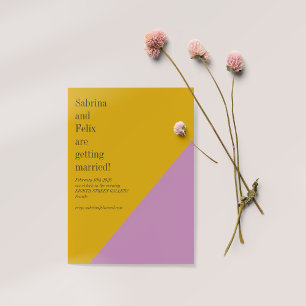 Lila Gult Färg Block Geometric Modern Bröllop Inbjudningar
