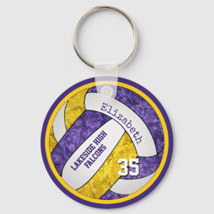 lila gult Flickor med volleyball Keychain Team nam Nyckelring