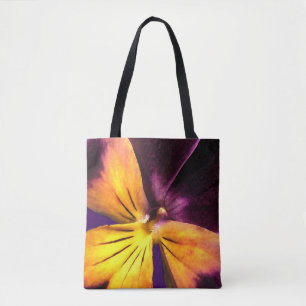 Lila Gult Garden Flower Abstrakt Tote Bag Tygkasse