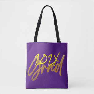 Lila Gult Gold Foil Grad Year Chic Tygkasse