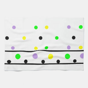 Lila Gult Grönt Black Polka dots Kökshandduk