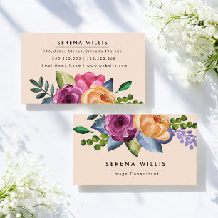 Lila Gult Grönt Blommigt Flowers Visitkort