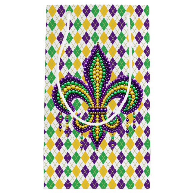 Lila gult grönt Mardi Gras fleur de lis (Framsidan)