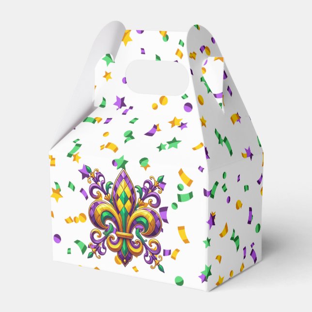 Lila gult grönt Mardi Gras fleur de lis Presentaskar (Framsidan Sidan)