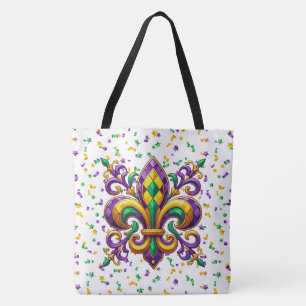Lila gult grönt Mardi Gras fleur de lis Tygkasse