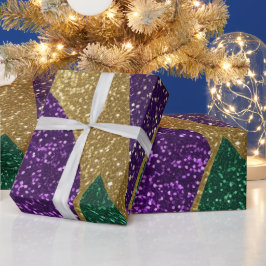 Lila Gult Grönt Mardi Gras Glitter Mönster Presentpapper