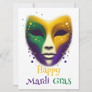 Lila gult grönt Mardi Gras mask Julkort