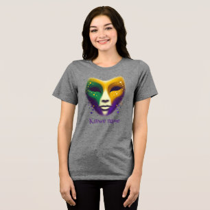 Lila gult grönt Mardi Gras mask T Shirt